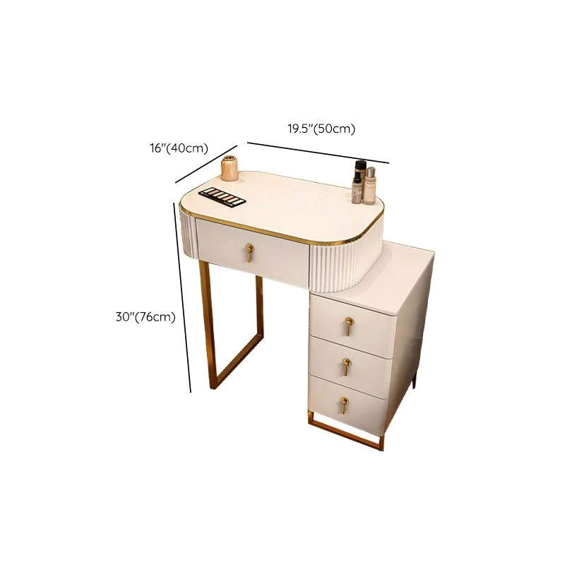 Glam Natuurhout Bedroom Lighted Mirror Drawer Makeup Vanity Desk White
