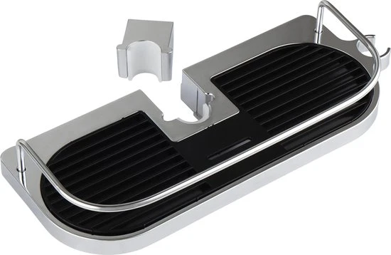 4Goodz zwart chromen doucheplank voor douchestang 30x12x5cm