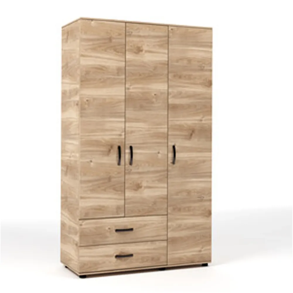 3-door and 2-drawer wardrobe - Honey Eik