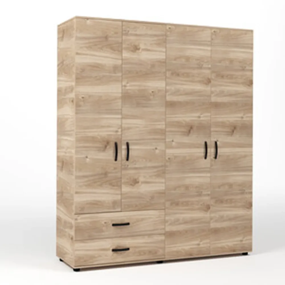 4-door and 2-drawer wardrobe - Honey Eiken