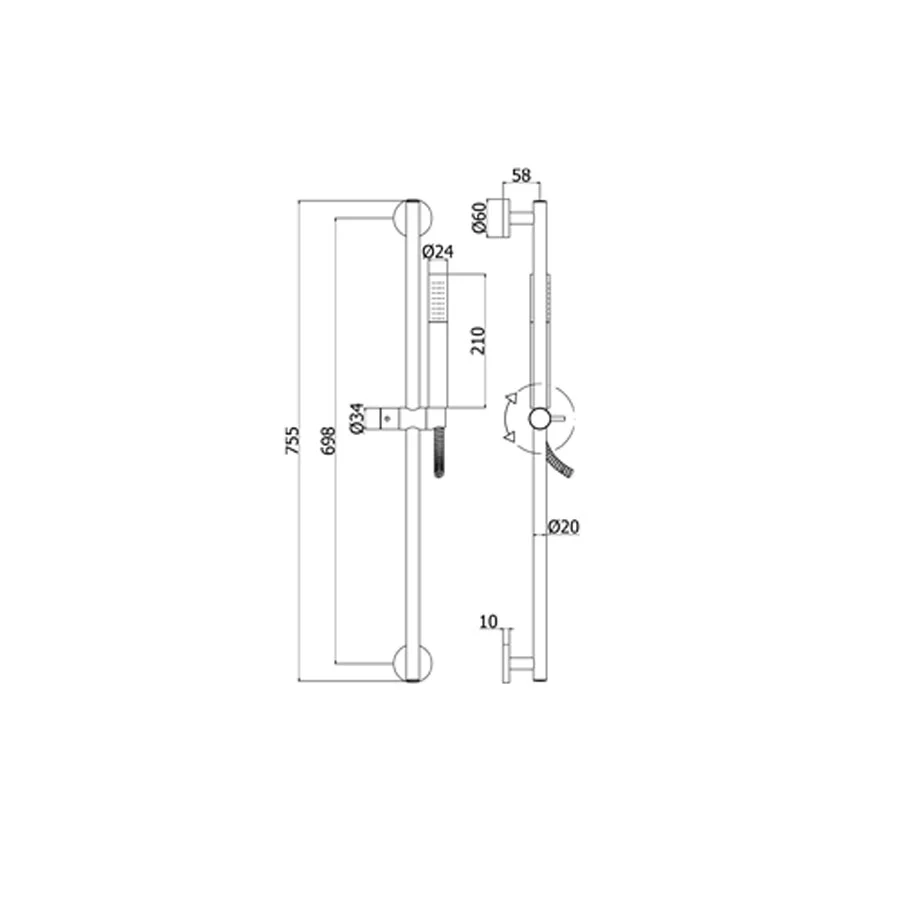 Life sliding shower round showerhead - Verchroomd