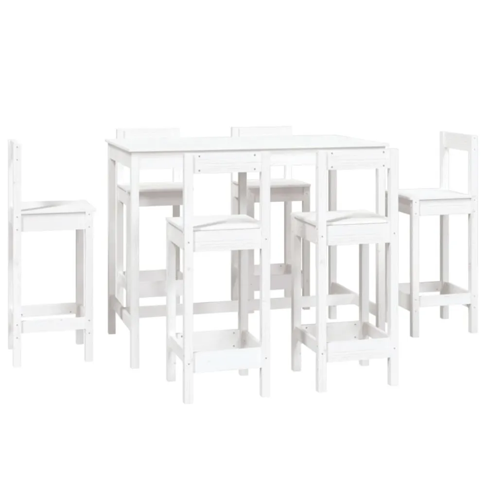 7-delige Barset massief grenenhout wit