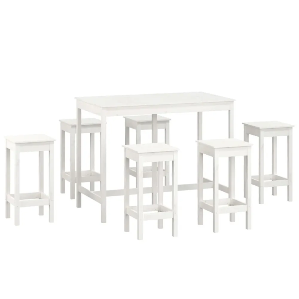 7-delige Barset massief grenenhout wit