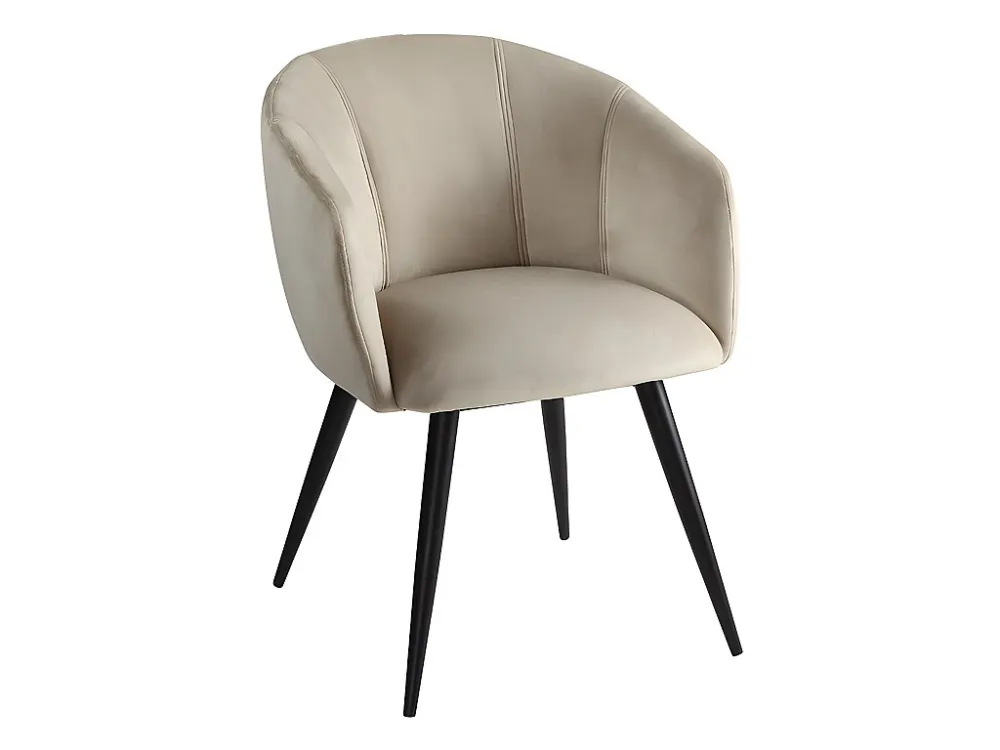 Set van 6 stoelen VADIM - Fluweel en metaal - Ecru - Koop nu uw online meubelshop