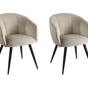 Set van 2 stoelen VADIM - Fluweel en metaal - Ecru - Koop nu uw online meubelshop