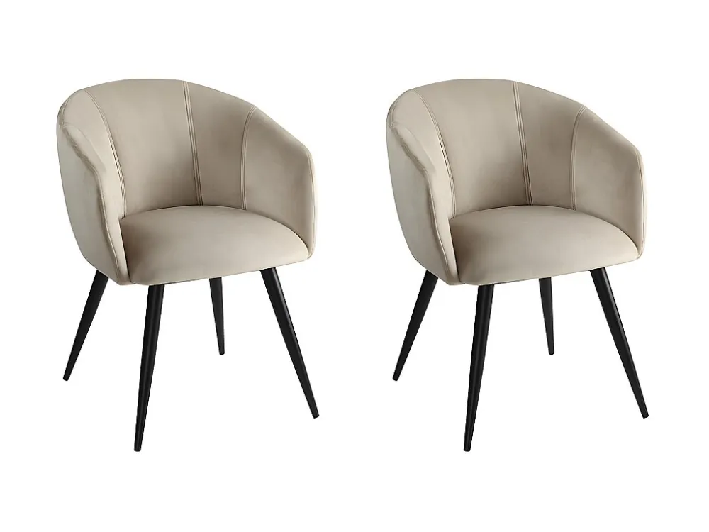 Set van 2 stoelen VADIM - Fluweel en metaal - Ecru - Koop nu uw online meubelshop