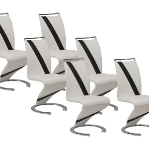 Set van 6 stoelen van kunstleer TWIZY - zwart & wit