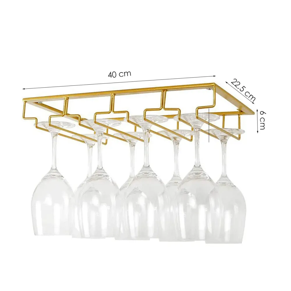 Ophangrek Wijnglazen - 12 glazen - Goud kleurig - Wijnglazenhouder - Glazenrek