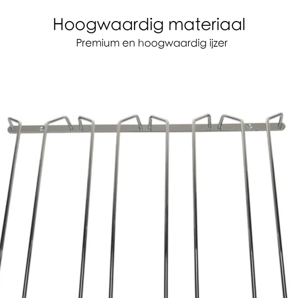 Ophangrek Wijnglazen - Zilver - 12 Glazen - Wijnglazenhouder - 4 Rijen