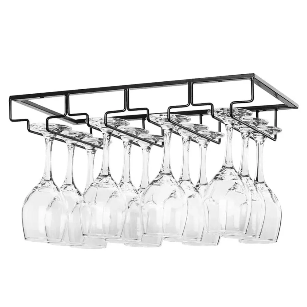 Ophangrek Wijnglazen - Zwart - 12 glazen - Wijnglazenhouder - Glazenrek