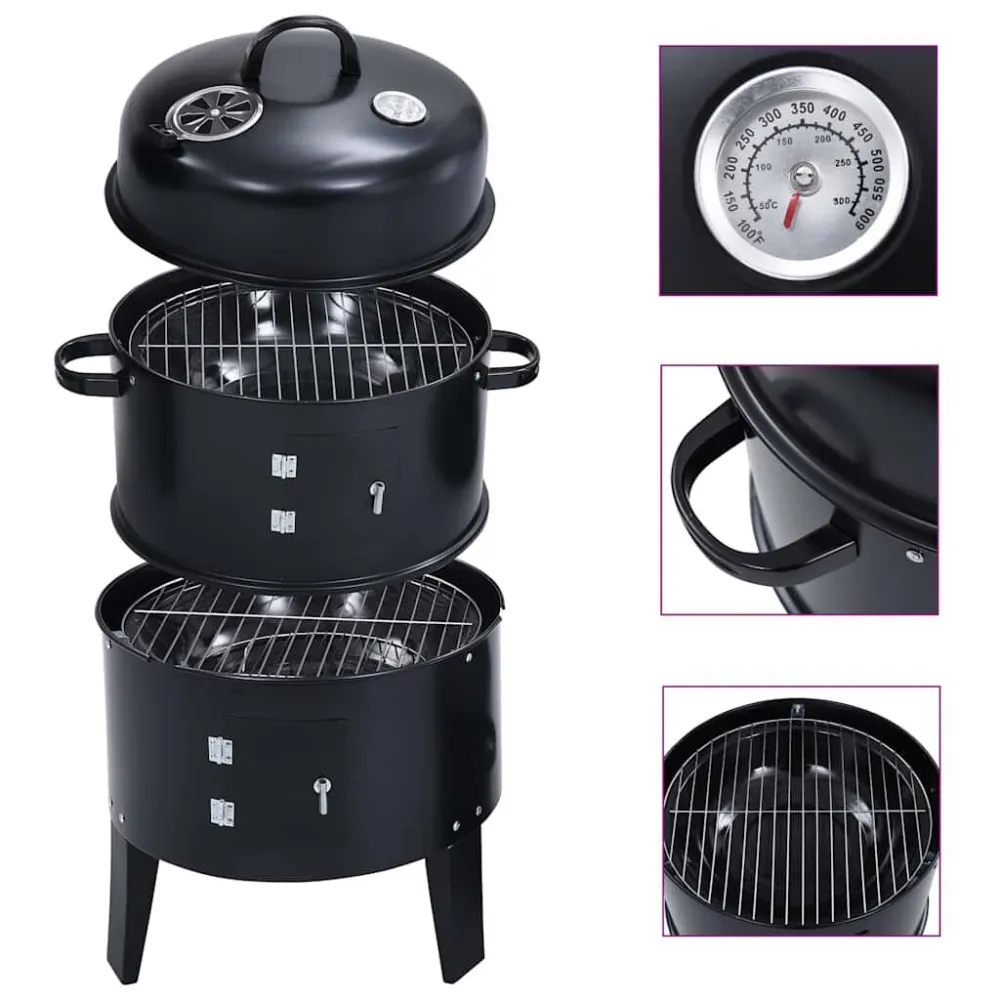 Houtskoolroker barbecue-grill 3--1 40x80 cm