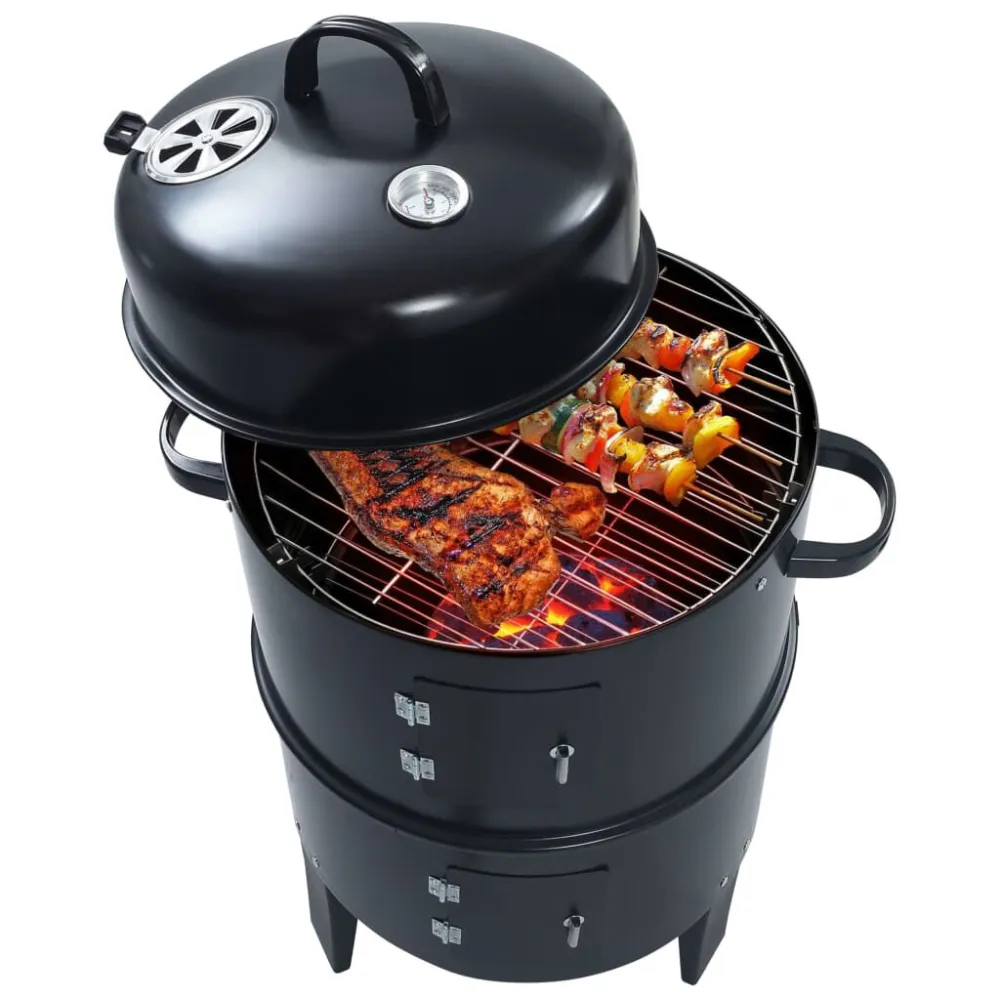 Houtskoolroker barbecue-grill 3--1 40x80 cm