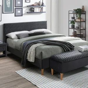 Bed DANIELE hoofdbord - 140x190cm - Fluweel - Grijs - Koop