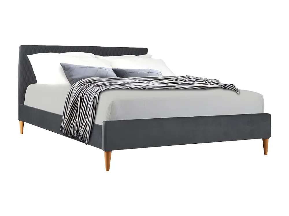 Bed DANIELE hoofdbord - 140x190cm - Fluweel - Grijs - Koop