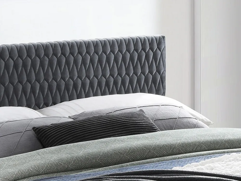 Bed DANIELE hoofdbord - 140x190cm - Fluweel - Grijs - Koop
