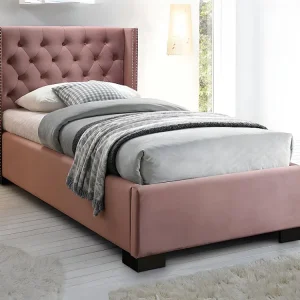 Bed MASSIMO hoofdeinde met capitons - 90x200 - Roze fluweel
