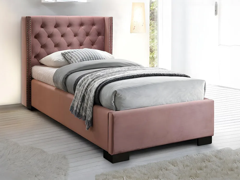 Bed MASSIMO hoofdeinde met capitons - 90x200 - Roze fluweel