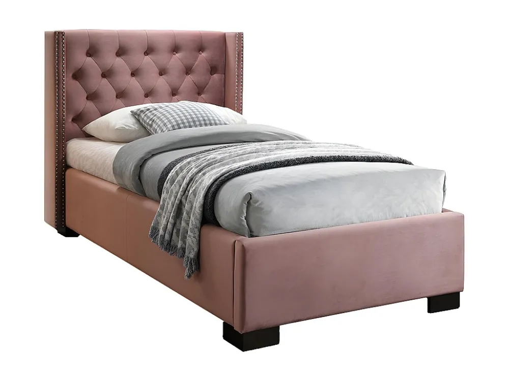Bed MASSIMO hoofdeinde met capitons - 90x200 - Roze fluweel