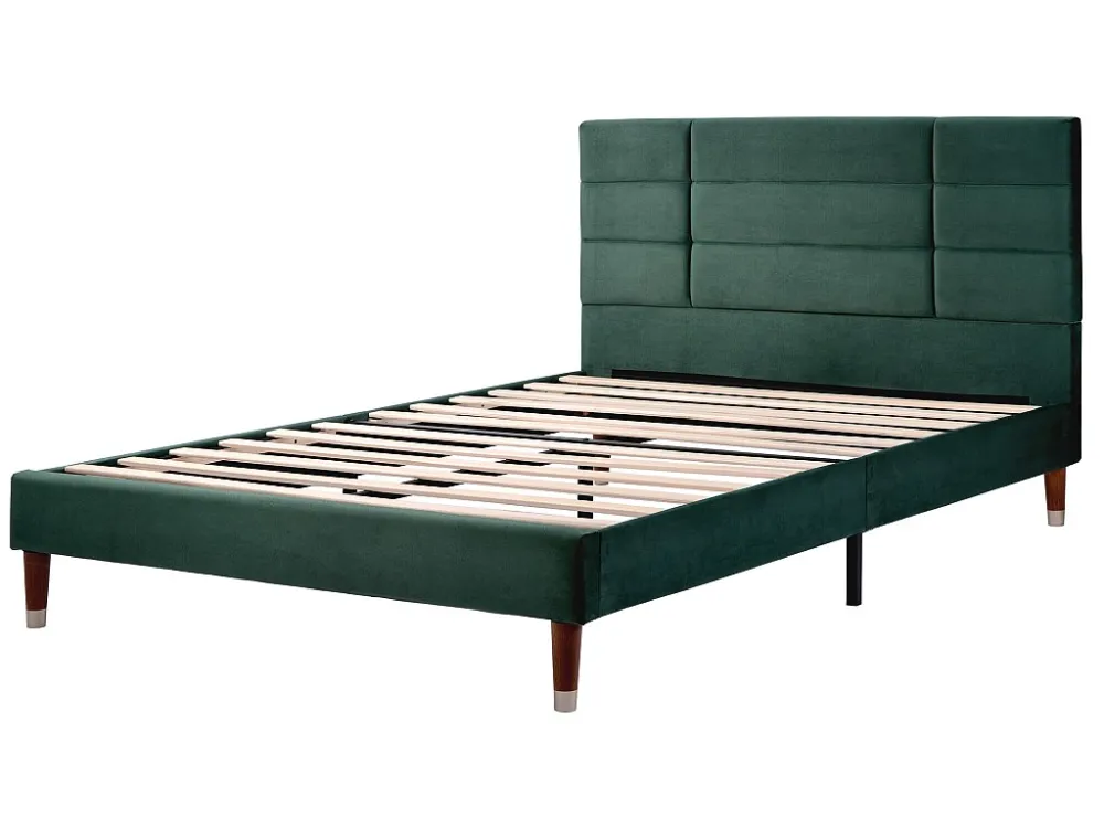 Bed met hoofdeinde - 140 x 200 cm - fluweel - groen