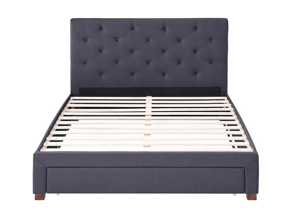 Bed met lades en hoofdbord AGOSTINI - stof - 160 x 200 cm - Grijs