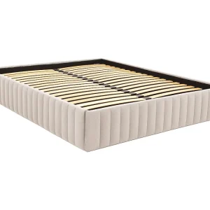 Bedbodem met opbergruimte van velours - 160 x 200 cm - Lichtbruin - SETHI