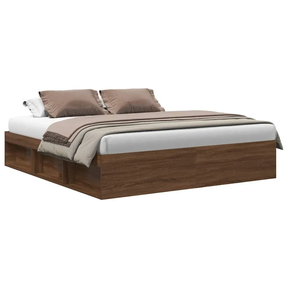 Bedframe bruin eikenkleur 180x200 cm Super King Size