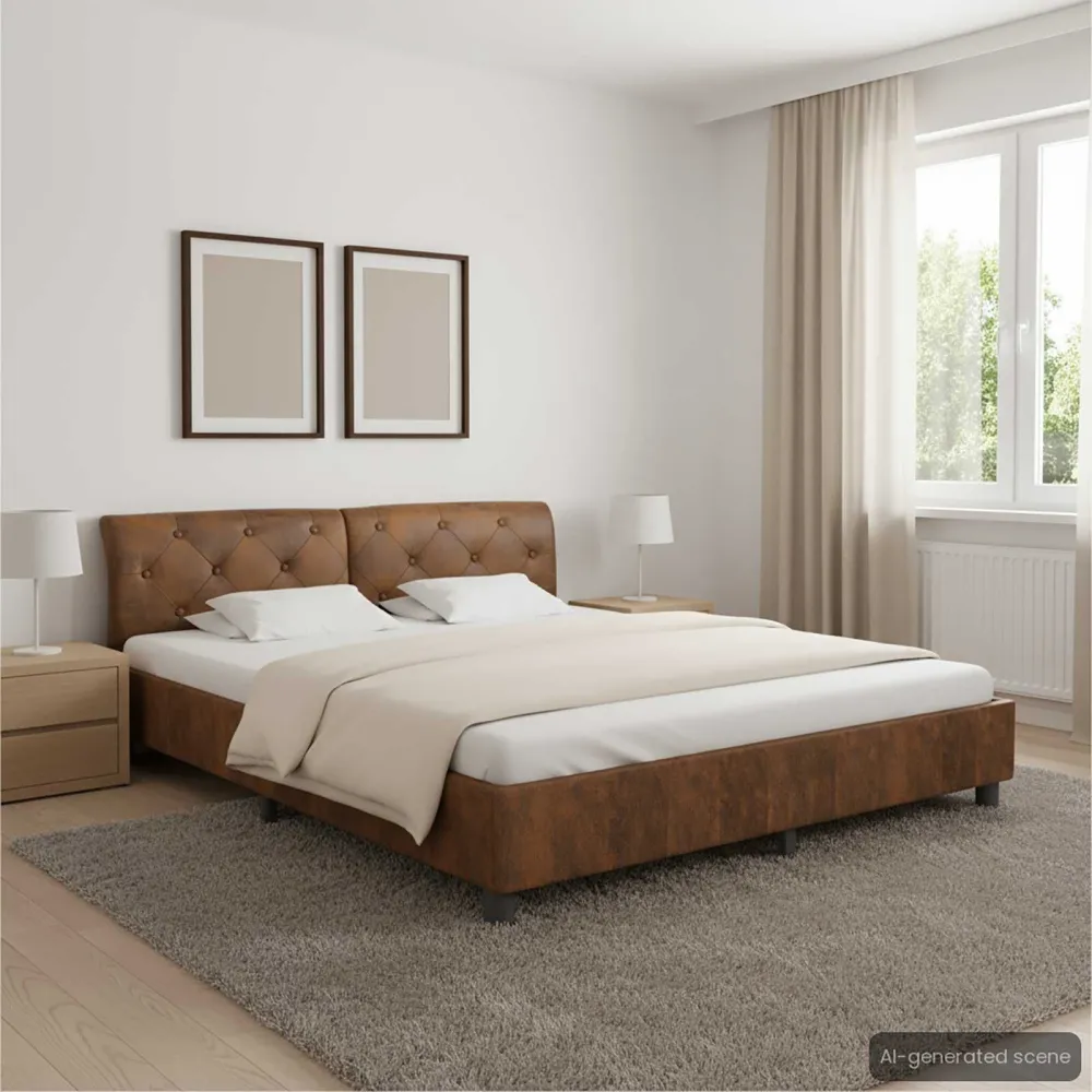 Bedframe kunstsuède bruin 160x200 cm