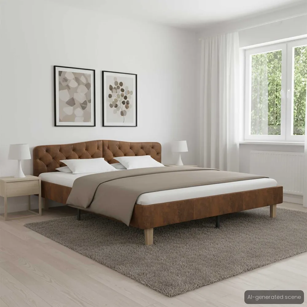 Bedframe kunstsuède bruin 180x200 cm