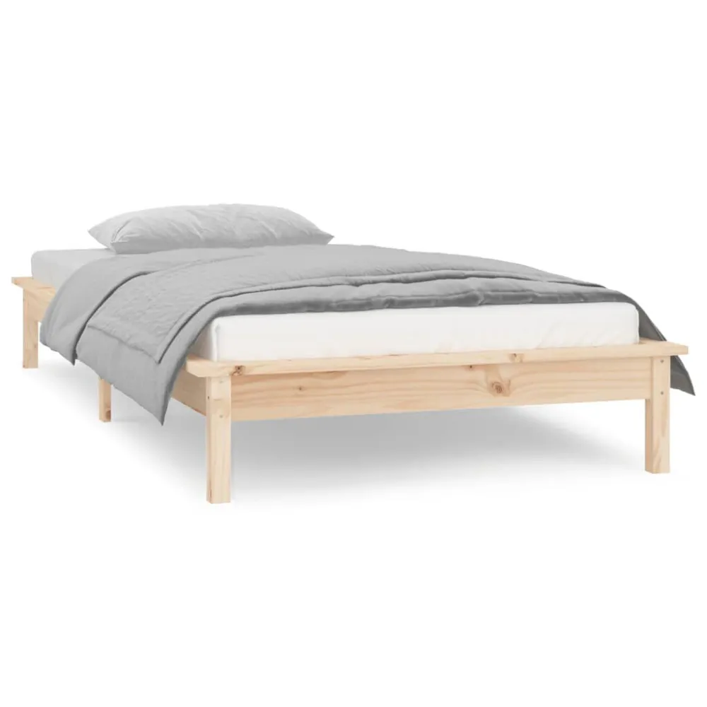 Bedframe LED massief hout 100x200 cm