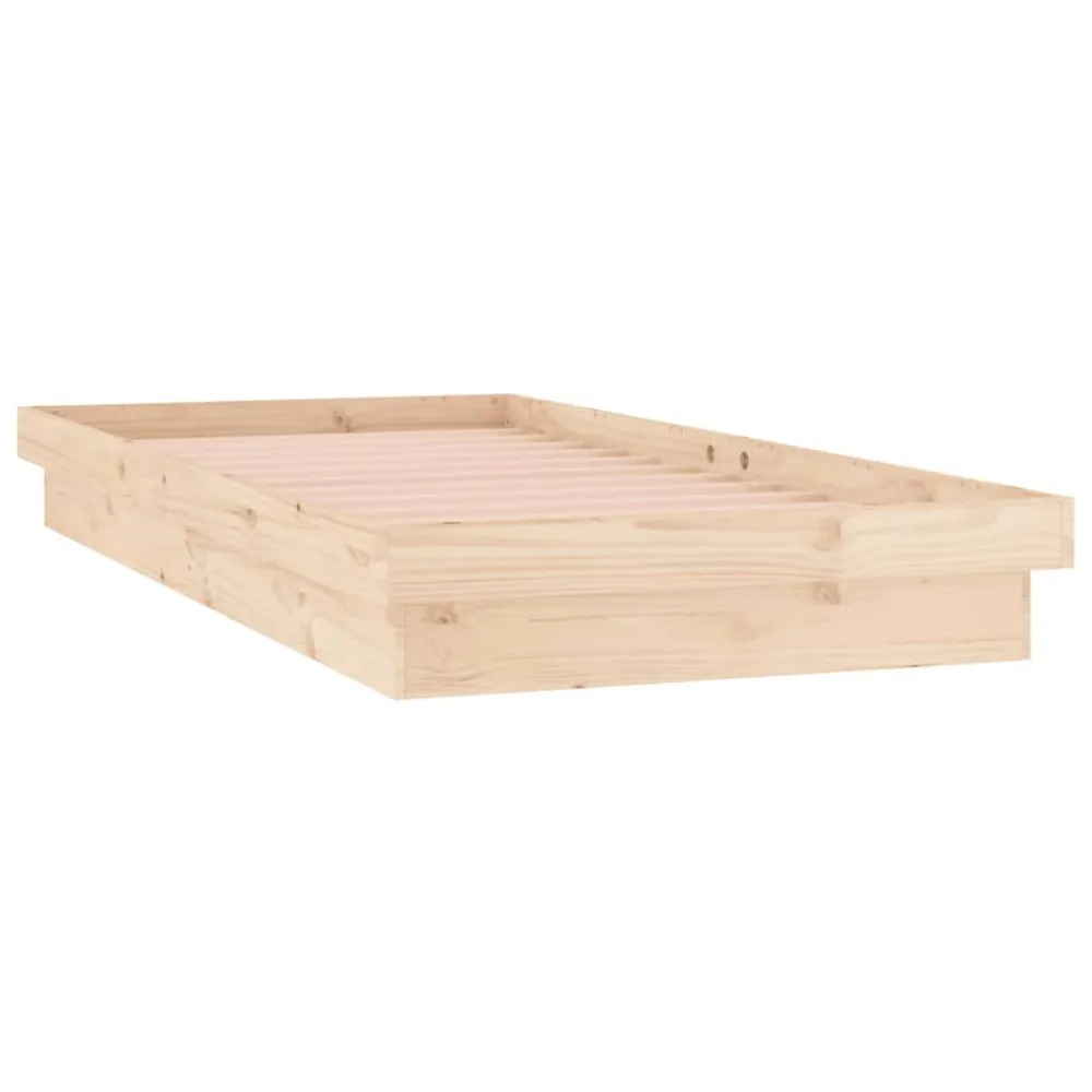 Bedframe LED massief hout 100x200 cm