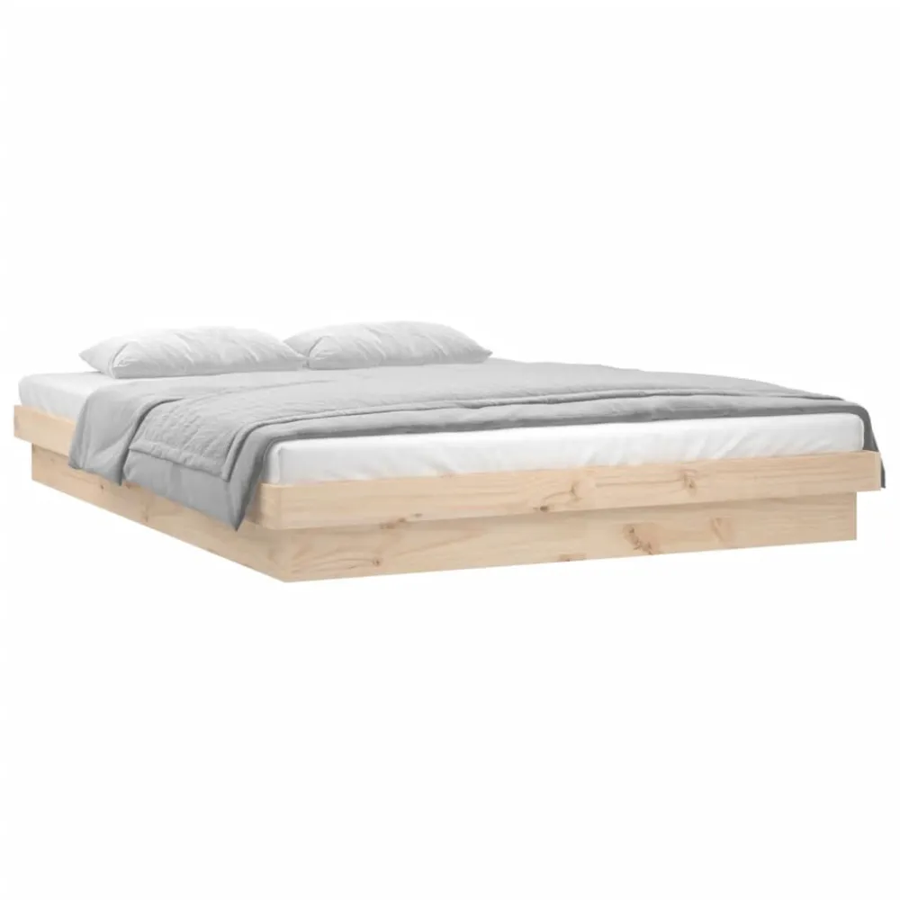 Bedframe LED massief hout 140x200 cm