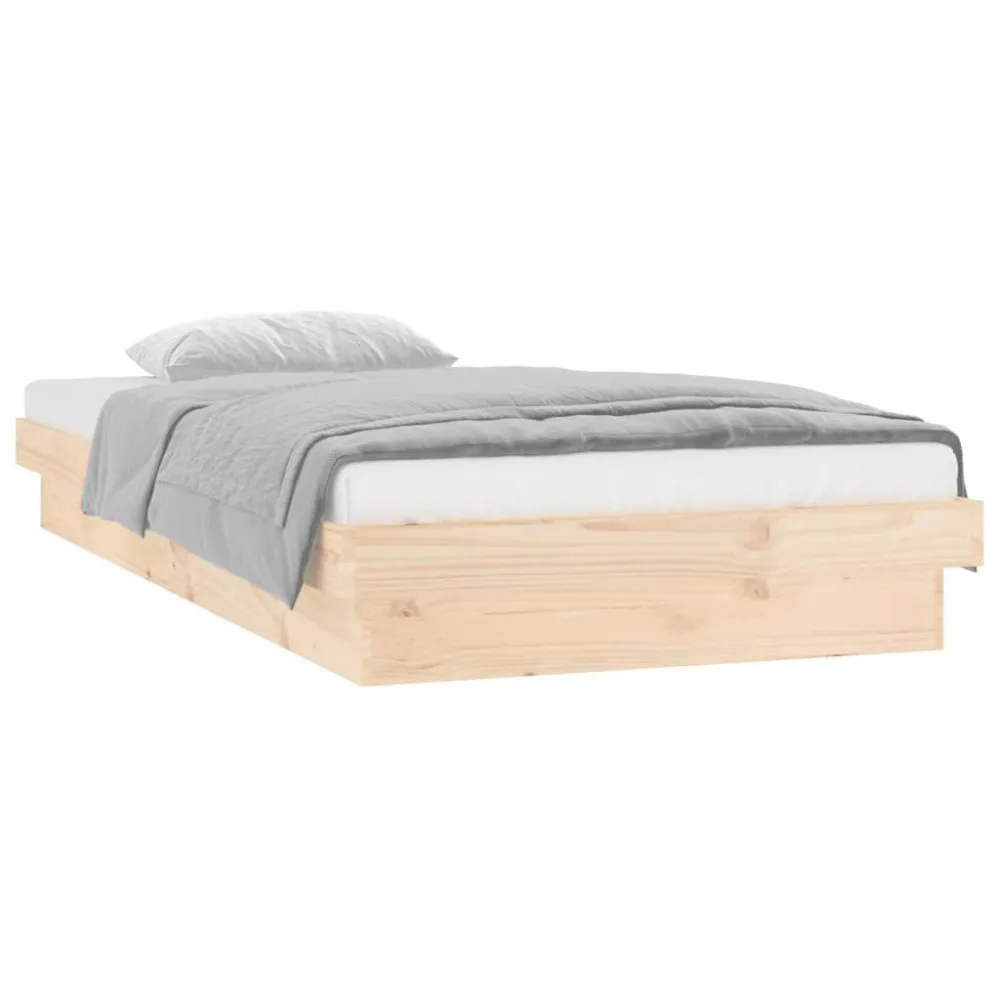 Bedframe LED massief hout 90x200 cm