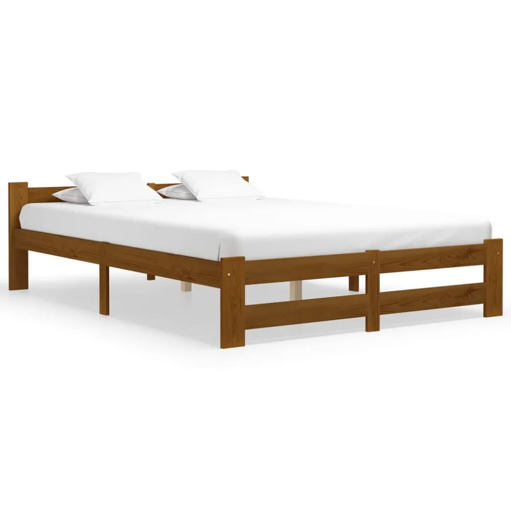 Bedframe massief grenenhout honingbruin 160x200 cm