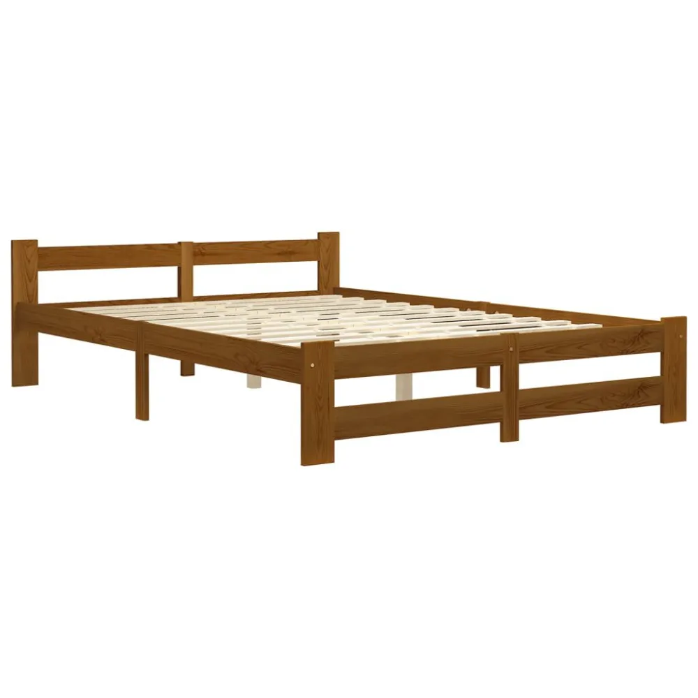 Bedframe massief grenenhout honingbruin 160x200 cm