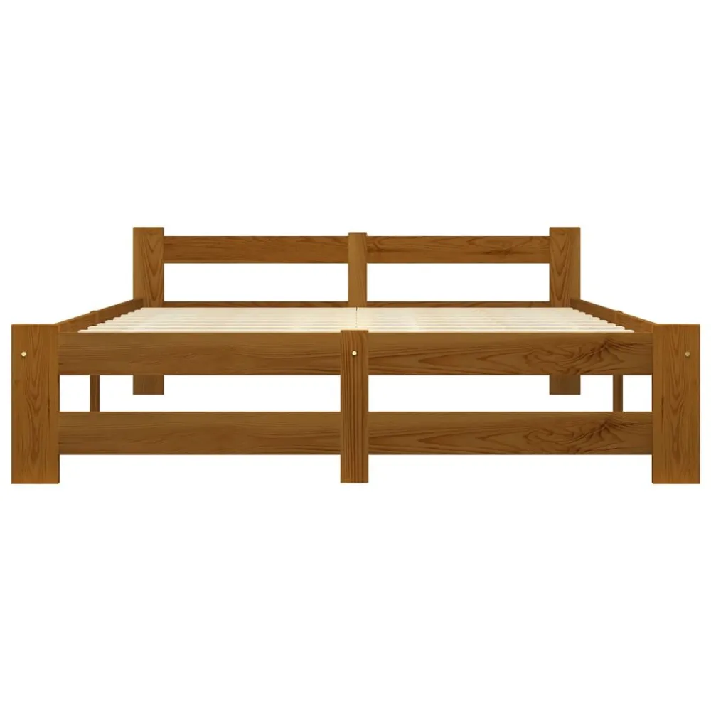 Bedframe massief grenenhout honingbruin 160x200 cm