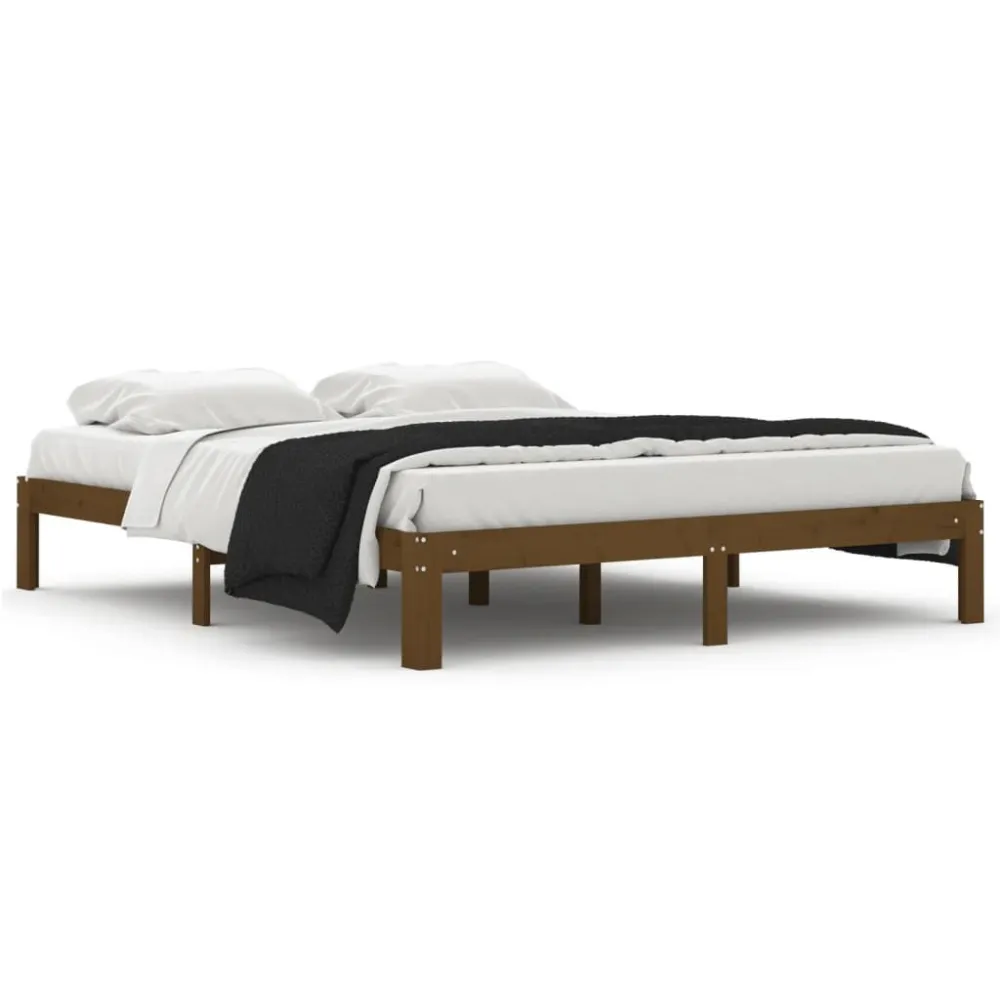 Bedframe massief grenenhout honingbruin 160x200 cm
