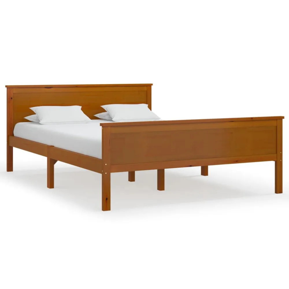 Bedframe massief grenenhout honingbruin 160x200 cm