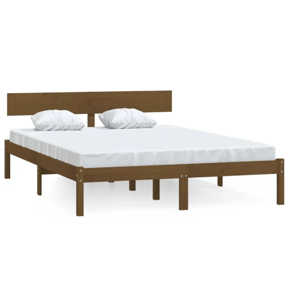 Bedframe massief grenenhout honingbruin 160x200 cm