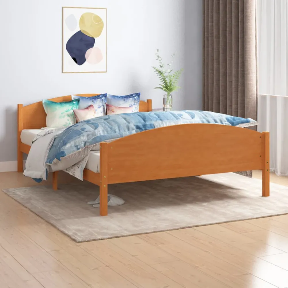 Bedframe massief grenenhout honingbruin 160x200 cm