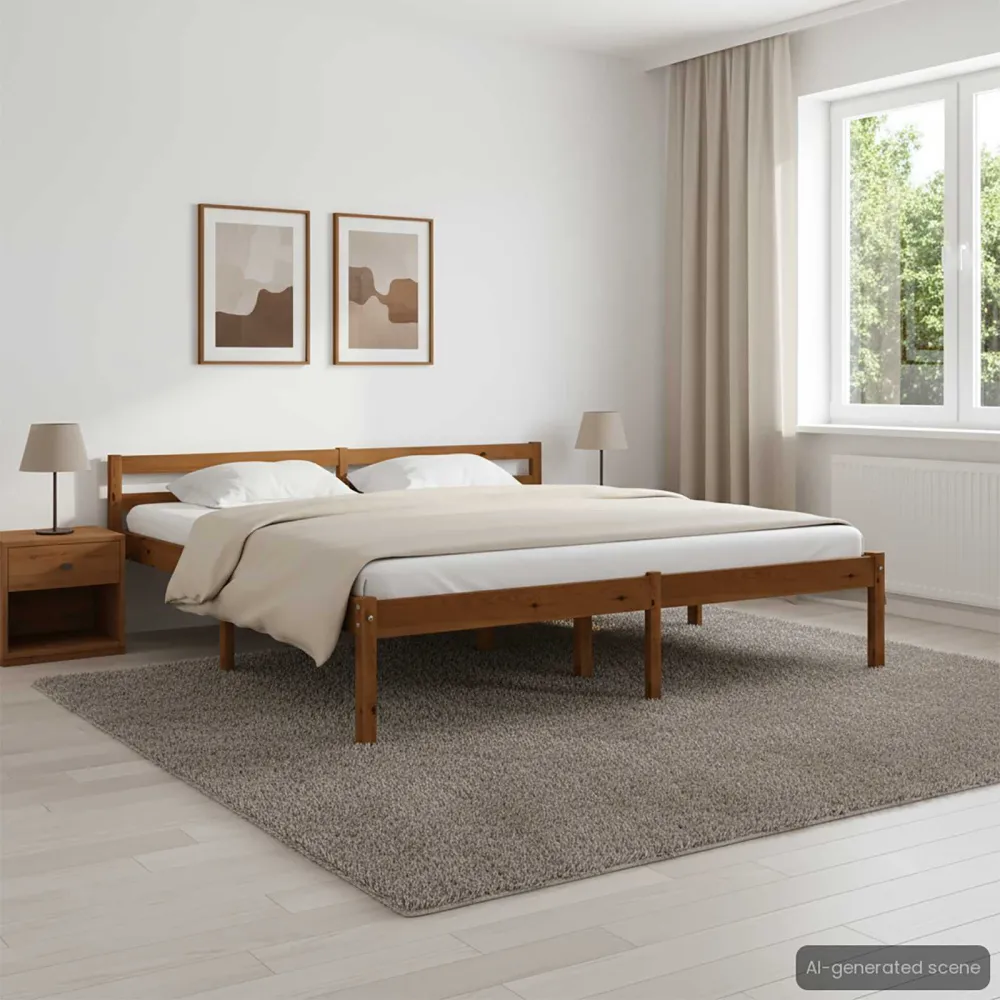 Bedframe massief grenenhout honingbruin 160x200 cm
