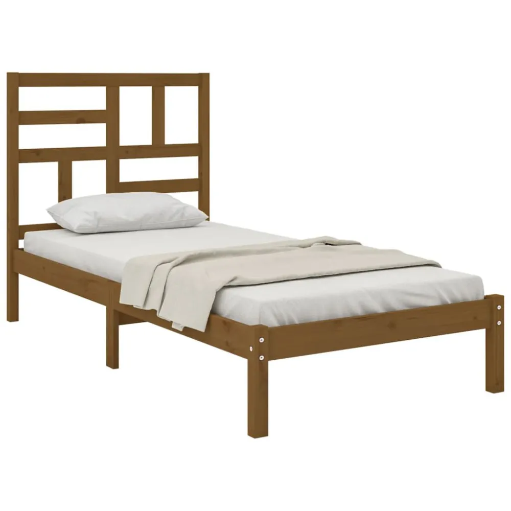 Bedframe massief hout honingbruin 100x200 cm