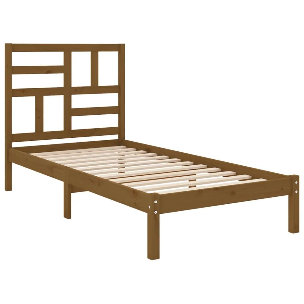 Bedframe massief hout honingbruin 100x200 cm