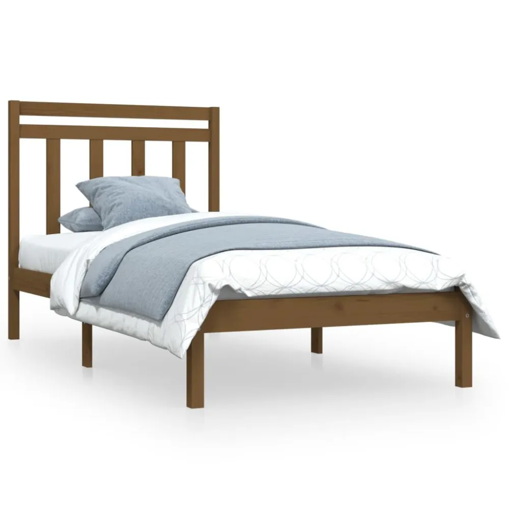 Bedframe massief hout honingbruin 100x200 cm