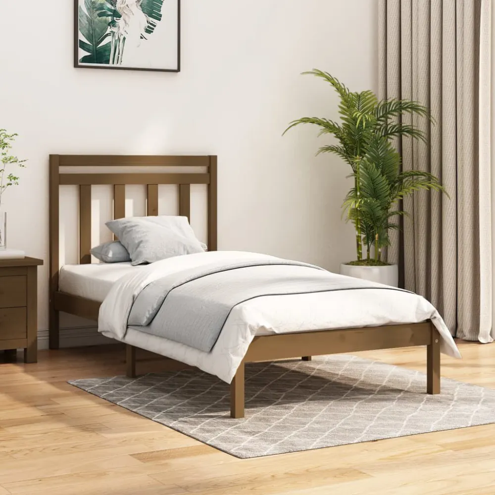 Bedframe massief hout honingbruin 100x200 cm