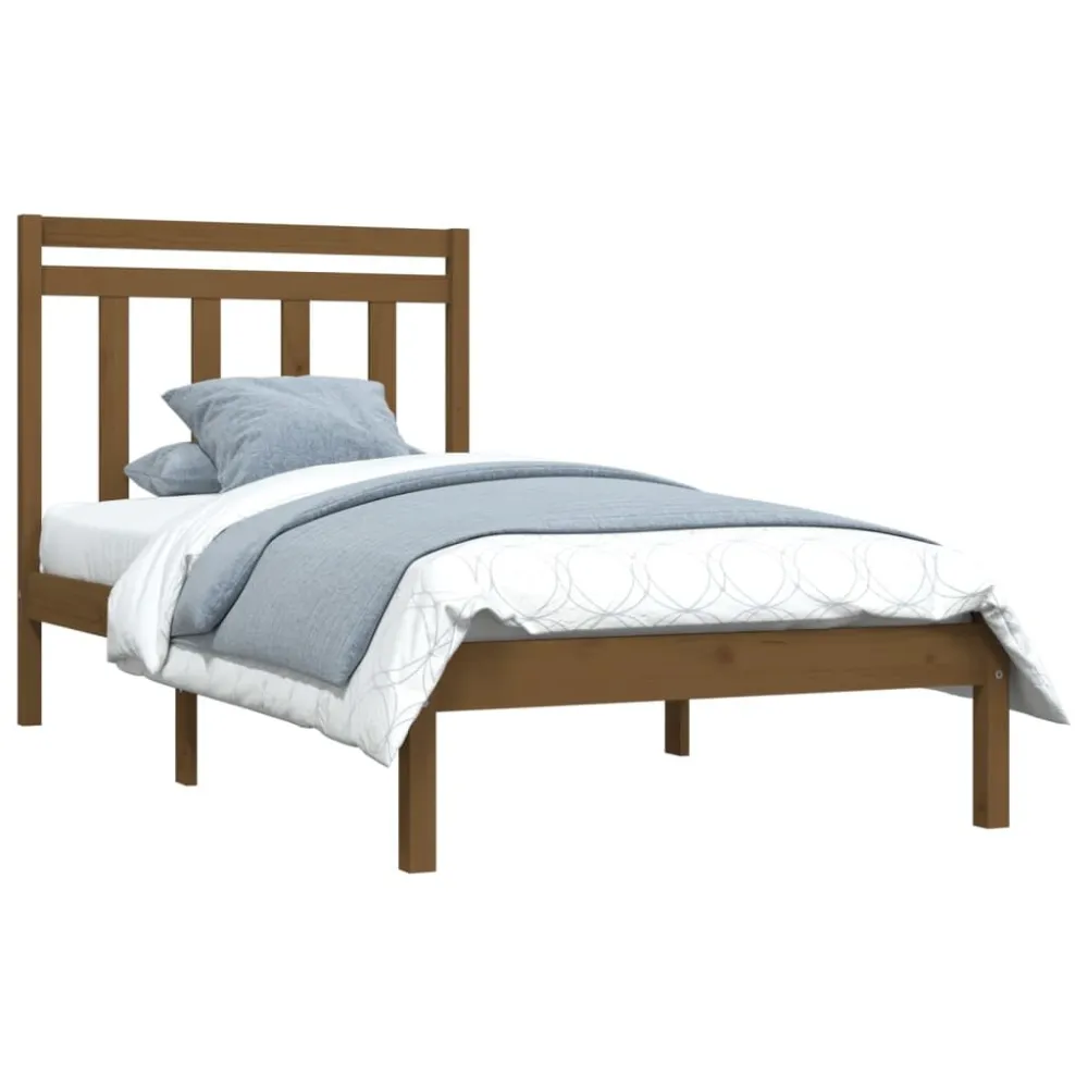 Bedframe massief hout honingbruin 100x200 cm