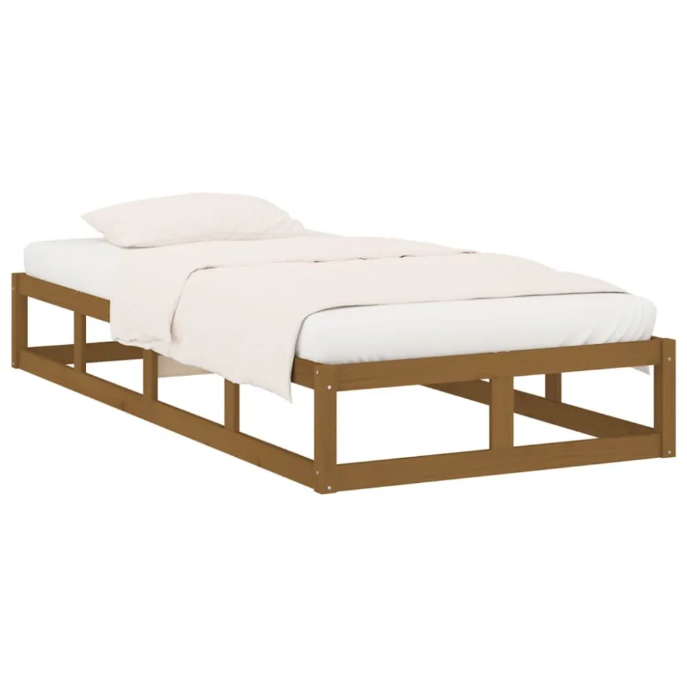 Bedframe massief hout honingbruin 100x200 cm