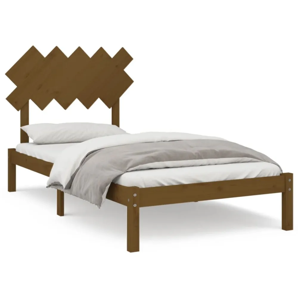 Bedframe massief hout honingbruin 100x200 cm