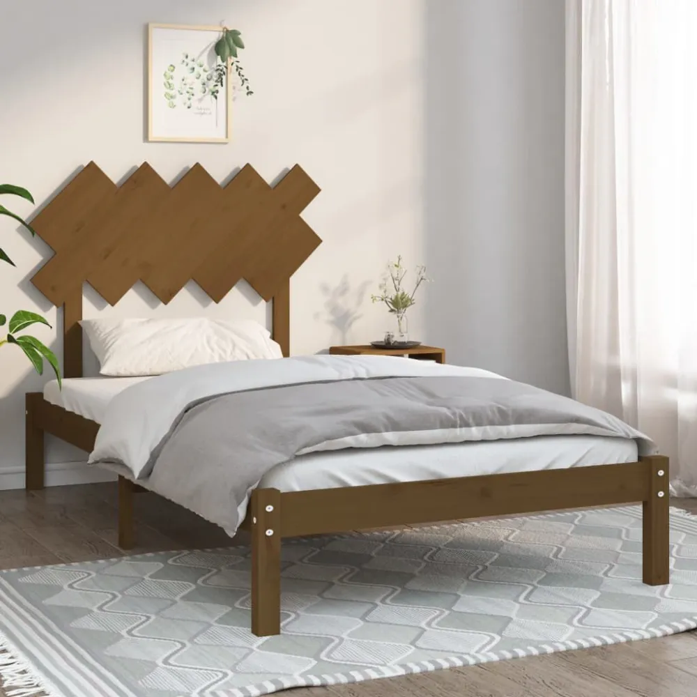 Bedframe massief hout honingbruin 100x200 cm