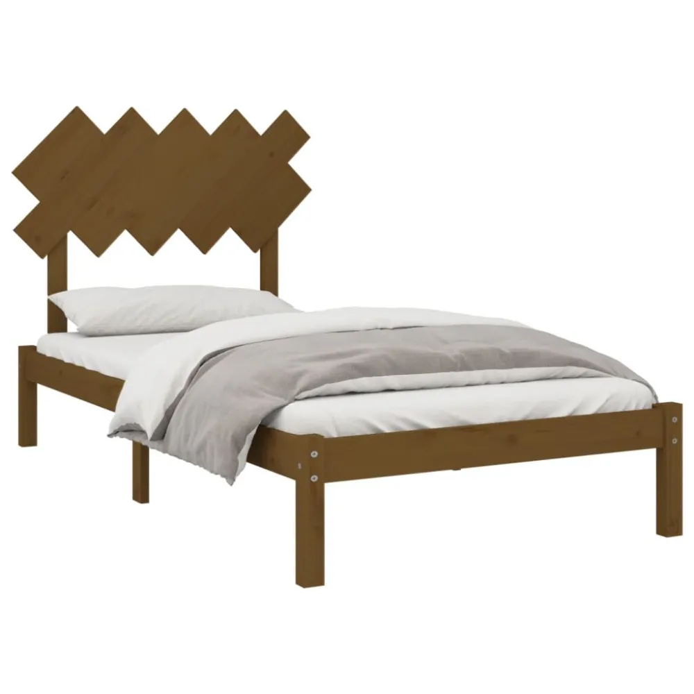 Bedframe massief hout honingbruin 100x200 cm