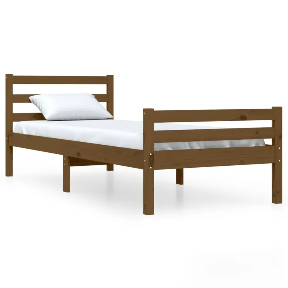 Bedframe massief hout honingbruin 100x200 cm